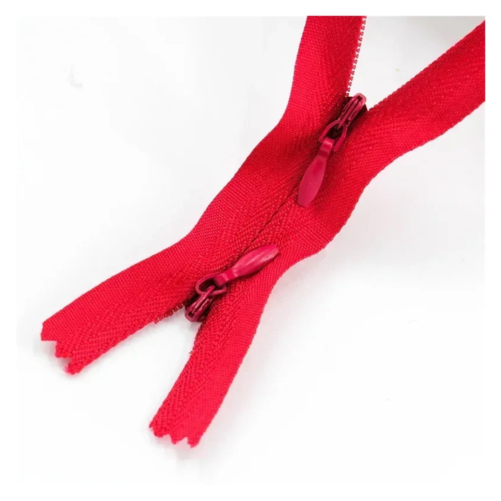 Metalowy zamek do kurtki, Niewidoczne zamki nylonowe 3# Wielokolorowe 60 cm i 120 cm Opakowanie 5 lub 10 podwójnych suwaków(Red,60CM-10PCS)