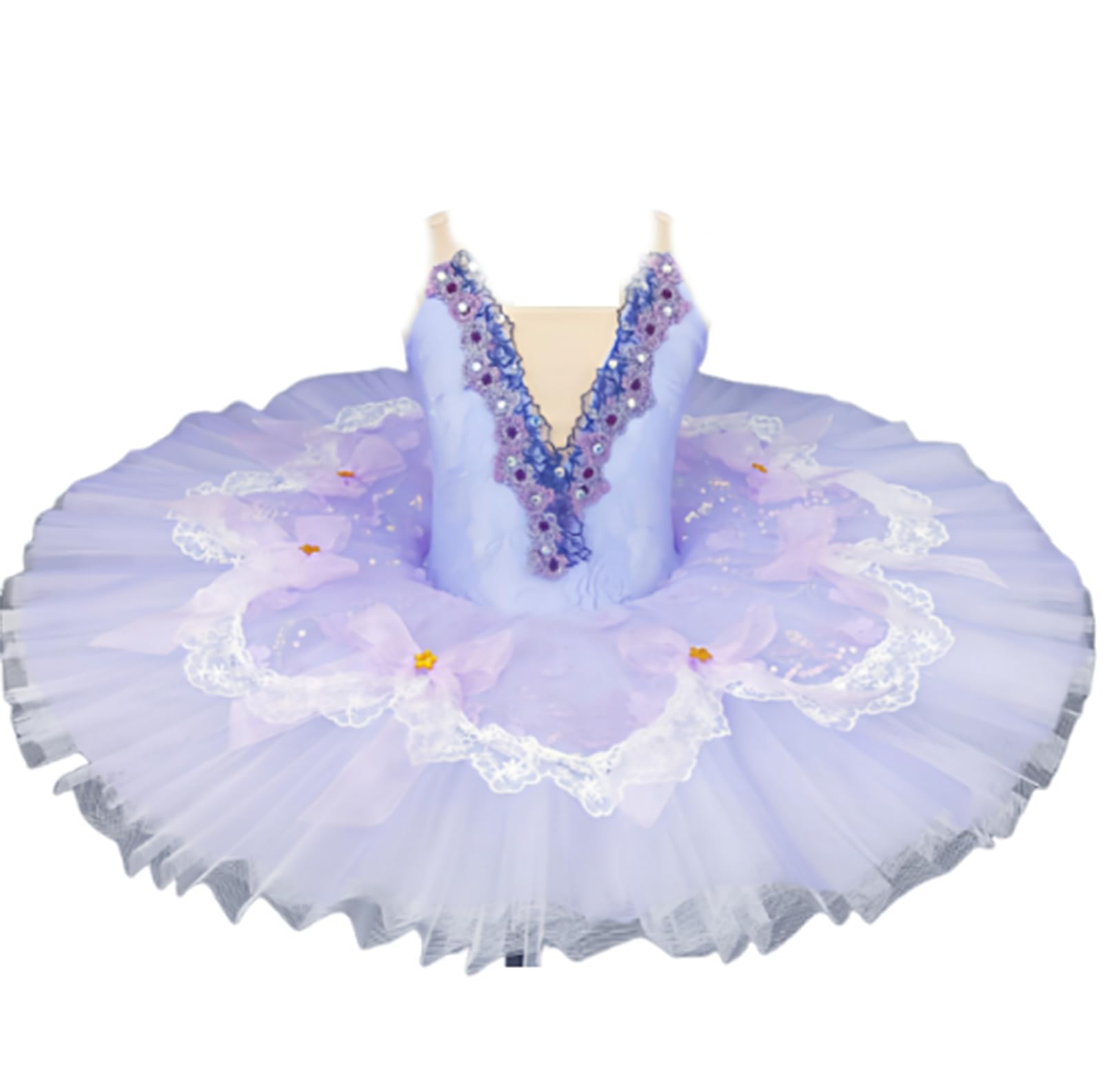 Tutu De Ballet pour Filles Robe De Ballerine pour Fête Costume De Compétition De Danse Classique pour Enfants Robe D'Entraînement et De Spectacle(130cm)
