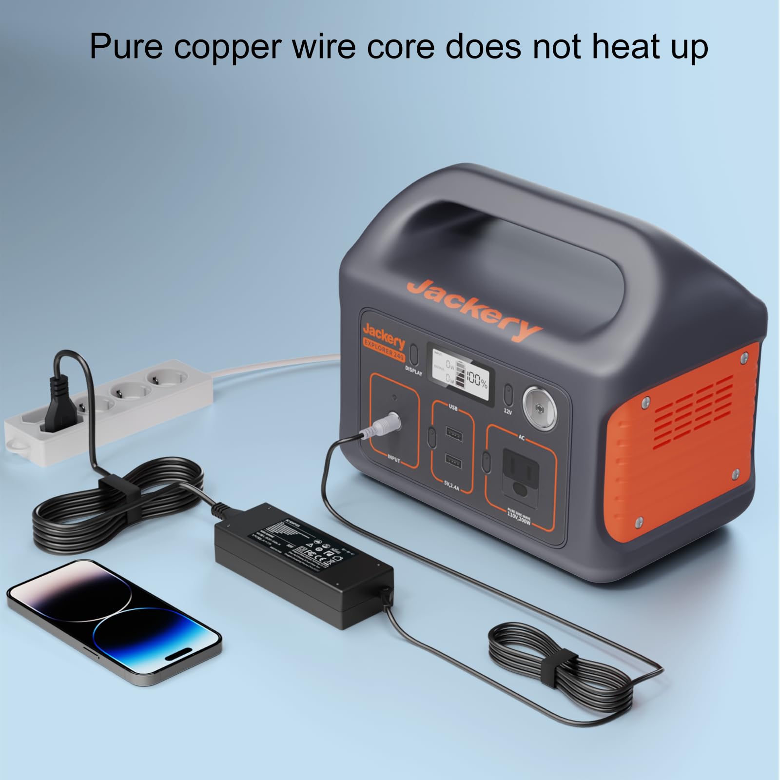 90W 24V Ladegerät für Jackery Tragbares Kraftwerk Explorer 160 240 300 500 550 E300 E500 E550 Solargenerator 167Wh 240Wh 293Wh 518Wh Batterie Stromversorgungskabel
