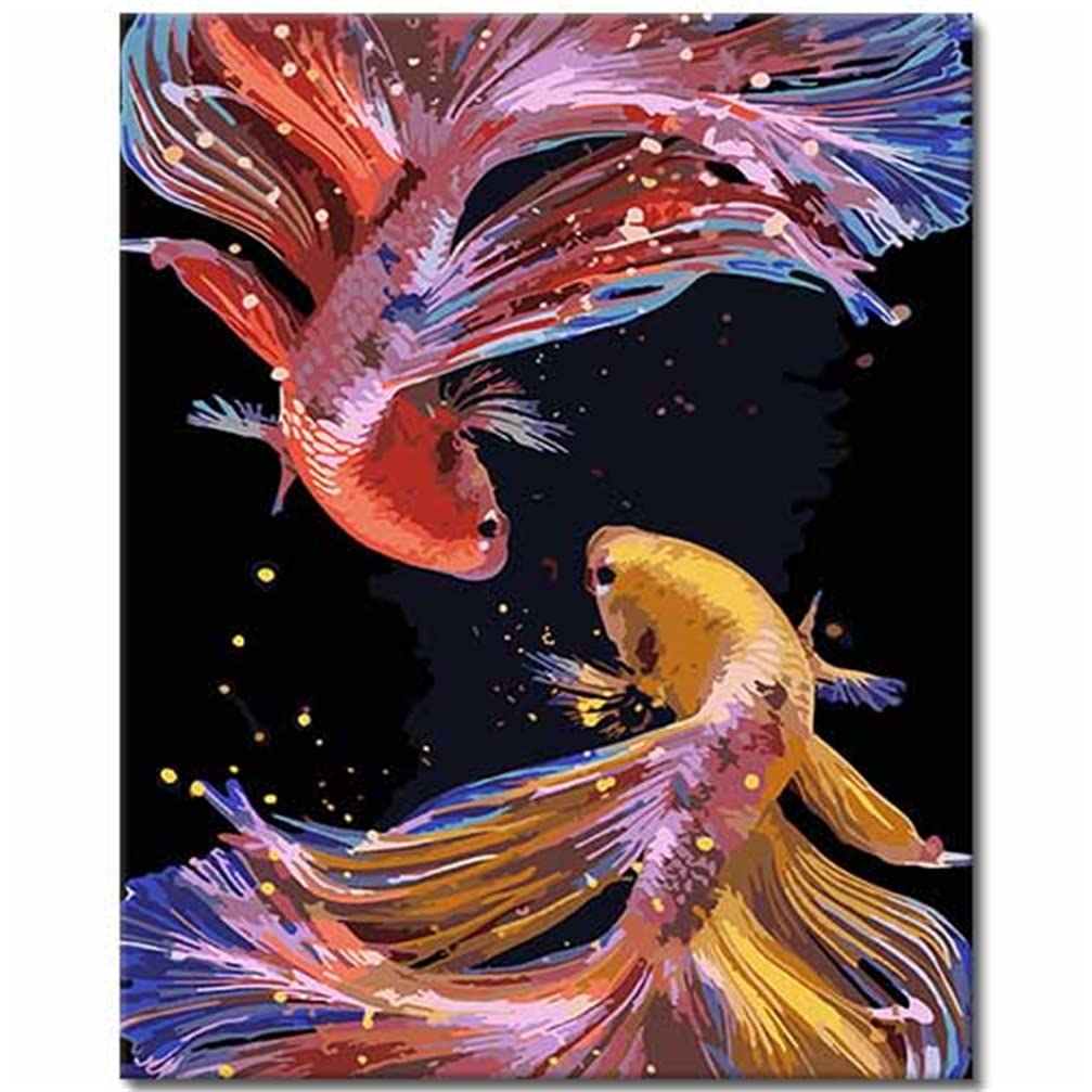 CaptainCrafts Paint by Numbers, DIY Oil Painting Paint by Numbers for Adults Beginner Canvas Acrylic Paint by Numbers Kits Arts Craft Set 16x20 Inch (Frameless, Love Koi) — image 1