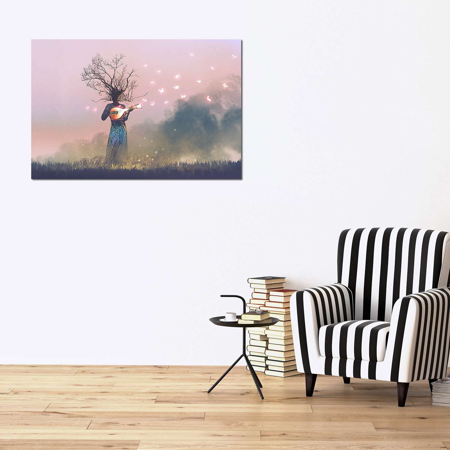 Startonight Impression sur Toile Arbre Femme Chantant - Tableau Abstrait - Decoration Murale Salon Moderne - Image sur Toile - 60 x 90 cm Idée Cadeau Élégante et Originale Effet Lumineux Nocturne