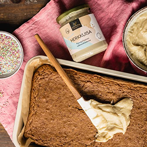 FOODIN Herkkuisa- Weißer Schokoladenaufstrich ungesüßt 240g, pflanzliche Inhaltsstoffe, 100% milchfrei, Glutenfrei und Vegan, ideal für eine gesunde Ernährung