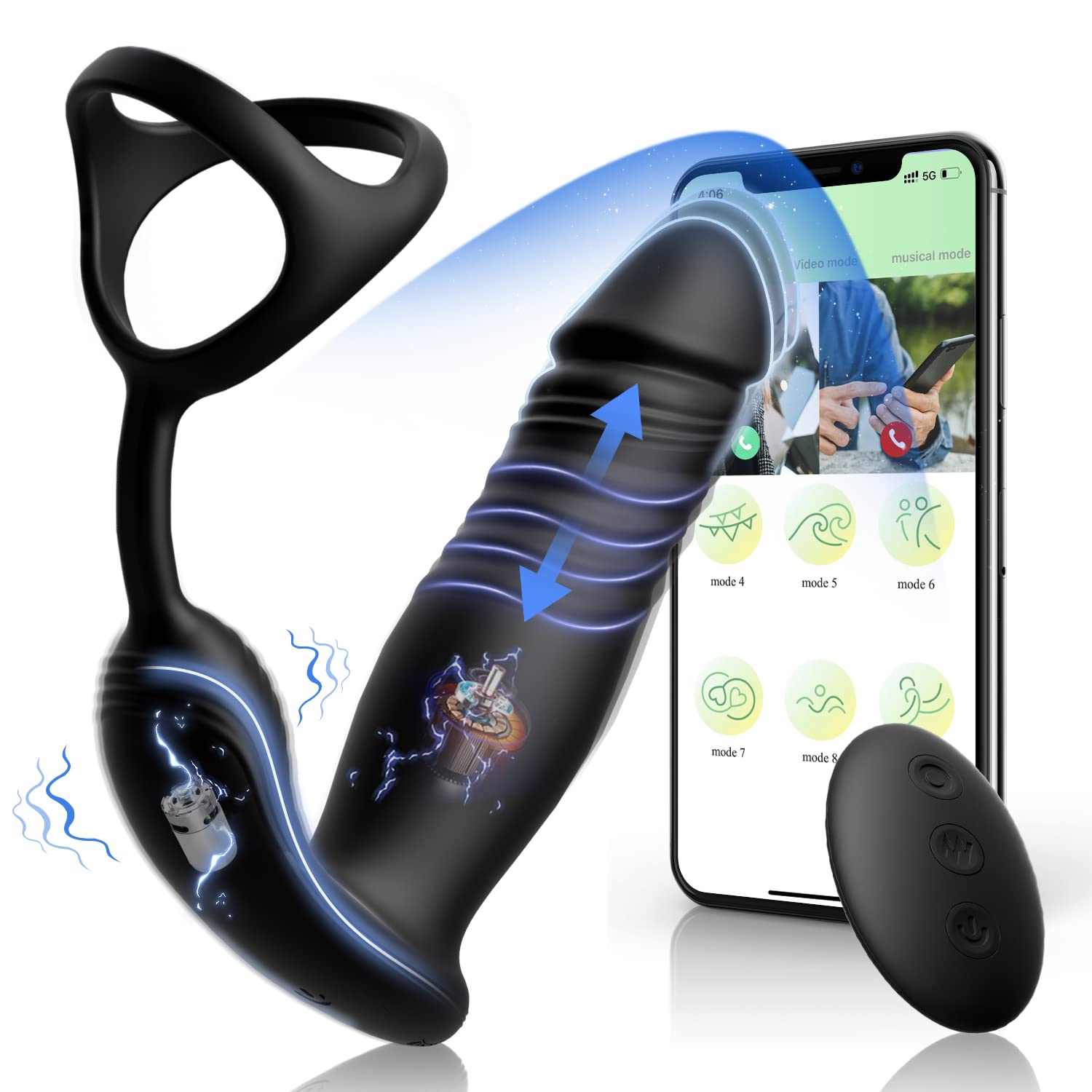 Amazon.com: Thrusting Dildo Sex Toys Prostate Massager with Penis Ring  Vibrating Cock Ring 6 Vibrating & 6 Thrusting Modes Anal Plug Male Sex Toys  App & Remote Control Adult Sex Toys for