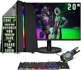 PC Gamer Completo 3green Play Intel Core i7 16GB RAM Placa de vídeo Geforce 4GB SSD 256GB Monitor 20" 75Hz Fonte 500W 3GP-055 - Produto 6 mais recomendado com 3.9 estrelas