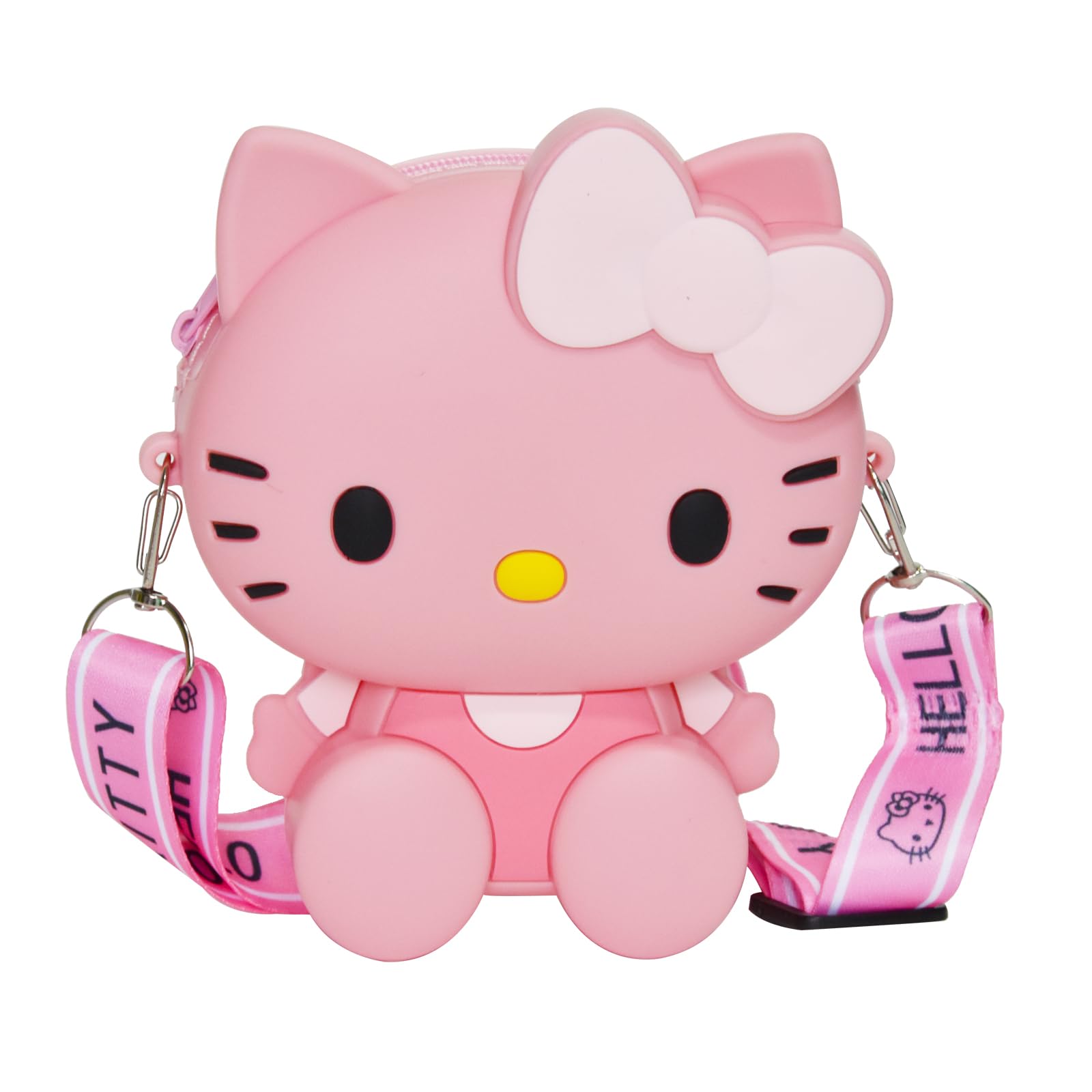 ENENSET Kitty Crossbody Bag with Adjustable Shoulder Strap, Handbag with Zipper Cute Mini Anime Kitty Coin Wallet Purse, Pink-kitty, Kittycat
