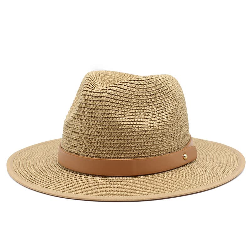 Chapeau Panama homme kaki grand bord été plage style Jazz