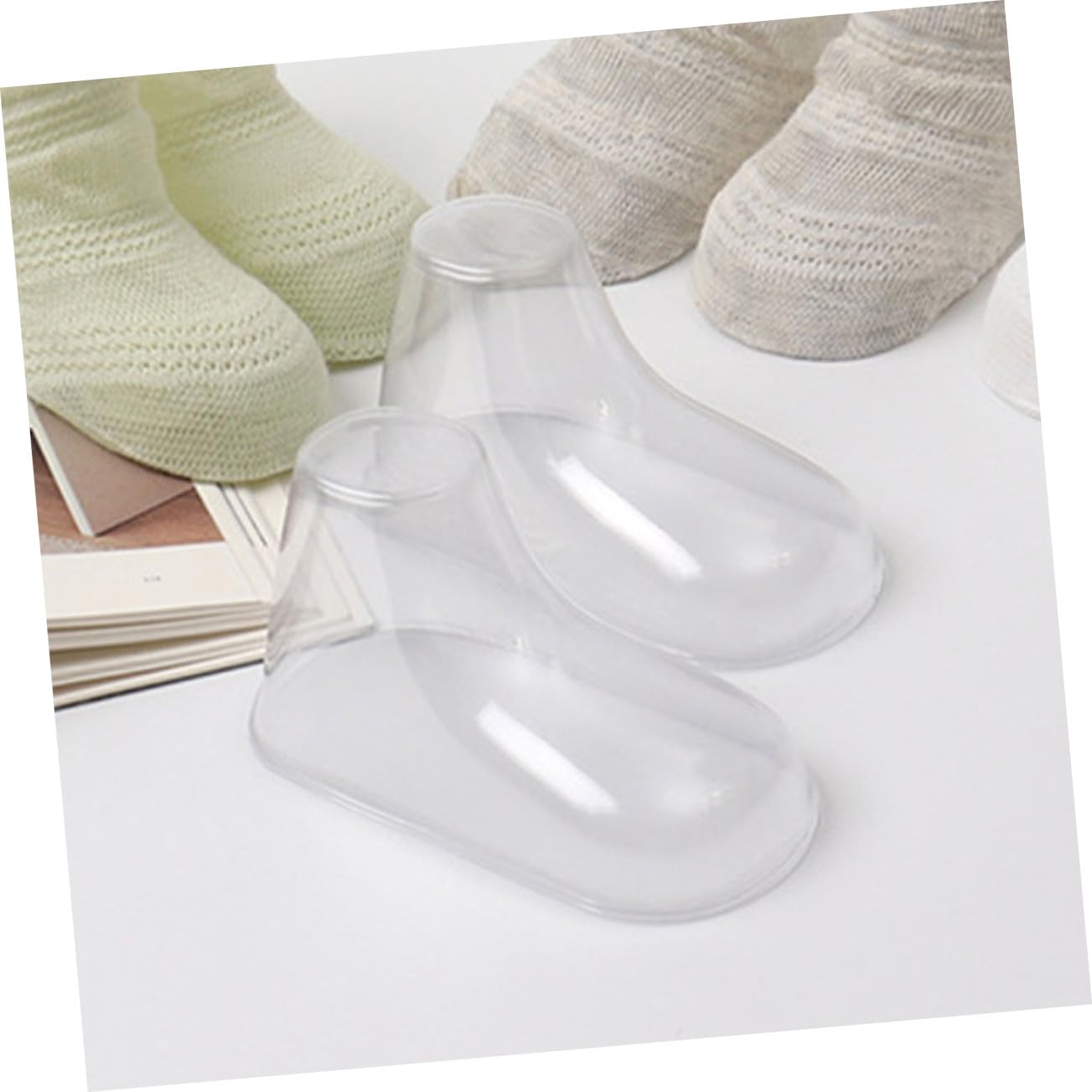 Beavorty Présentoirs à Chaussures pour Bébés 50 Pièces en PVC Robuste et Non Déformable, Supports Transparents pour Chaussettes et Chaussures Bébé, pour Rangement Familial