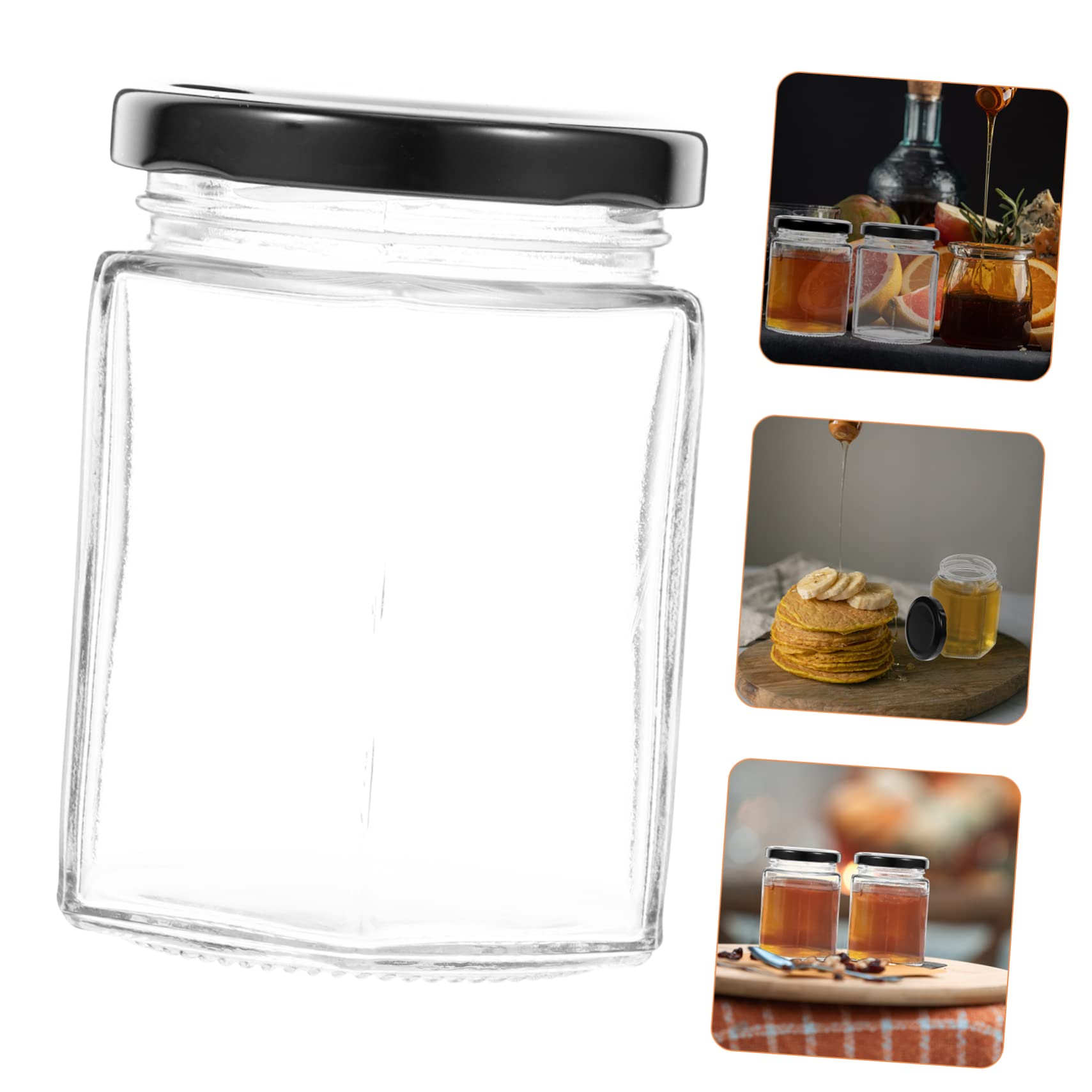 MUCKLILY 4pcs Glass Honey Jars with Lid Transparent Honey Storage Containers for Jam Sturdy Design for Home Use