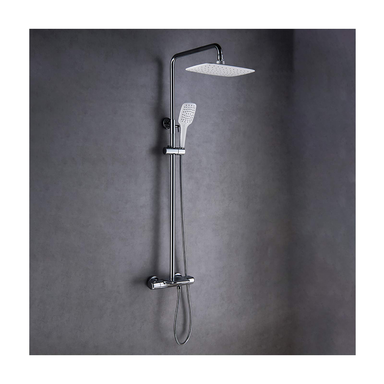 Mitigeur thermostatique en laiton noir avec douche effet pluie