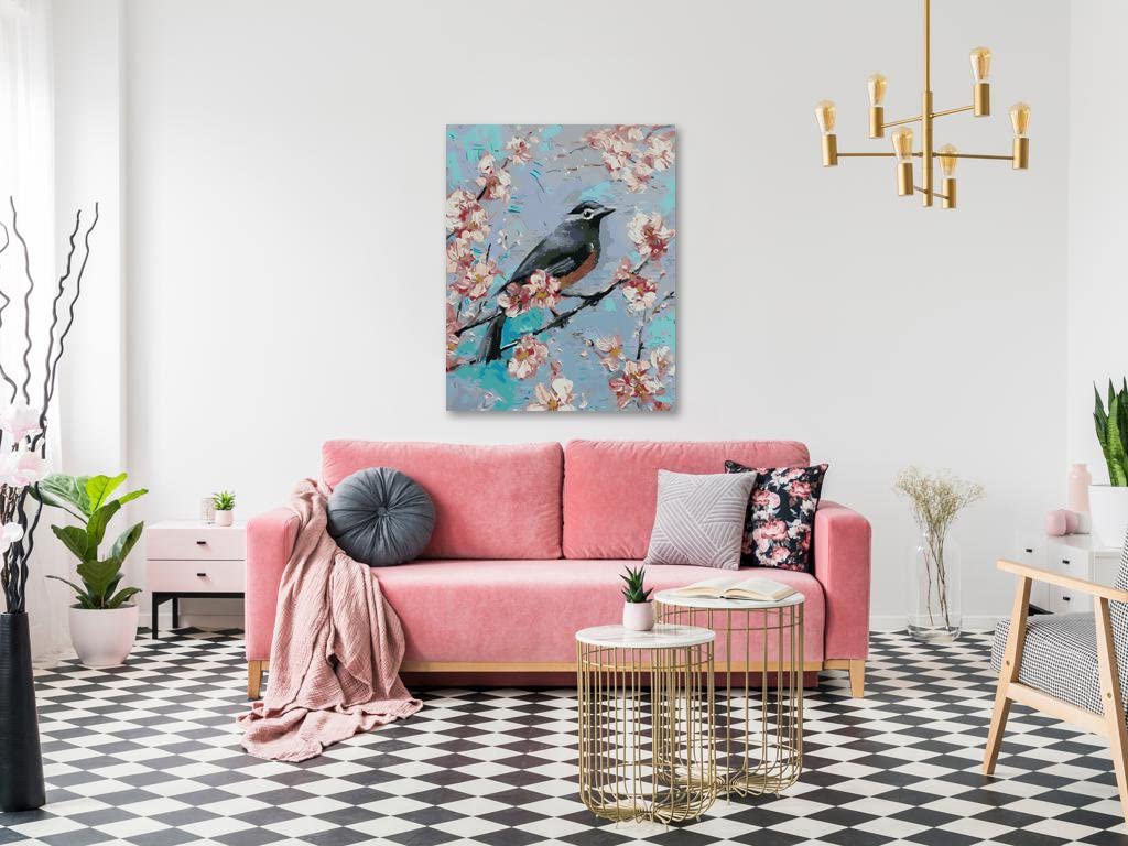 Malowanie według liczb - ptaki na królewskim łańcuszku 80 x 100 cm z blejtramem (już napięte)
