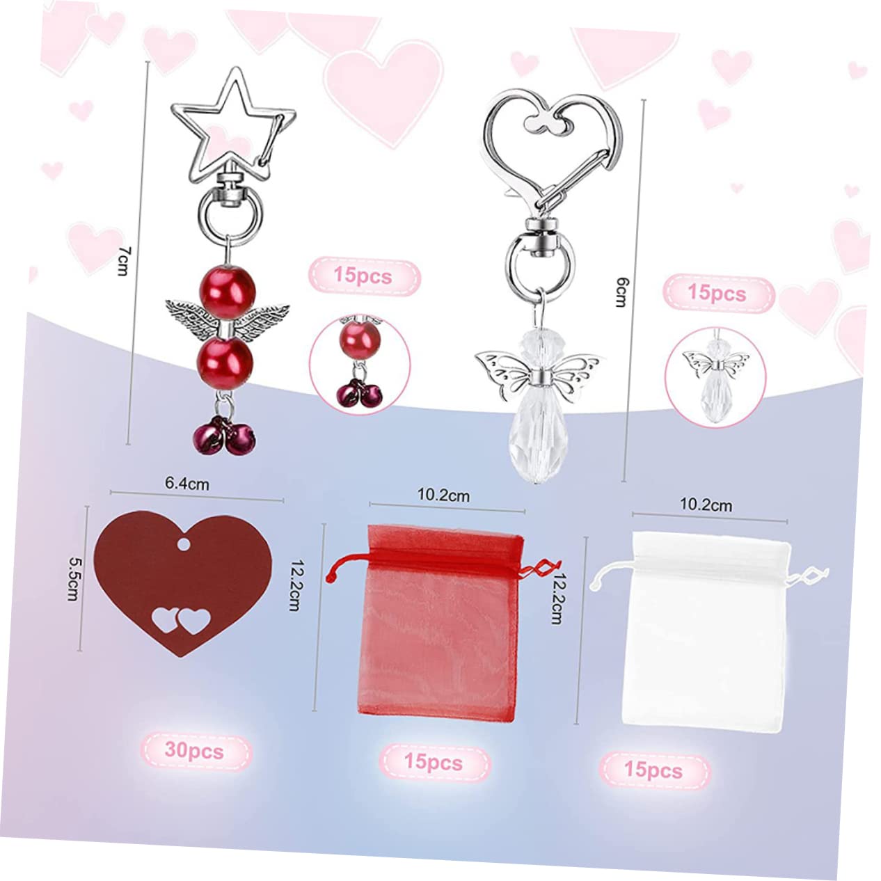 KOMBIUDA 60 Sets Engel Schlüsselanhänger Tasche Dekorationen Kreative Schlüssel Mit Tag Für Hochzeit Baby Dusche
