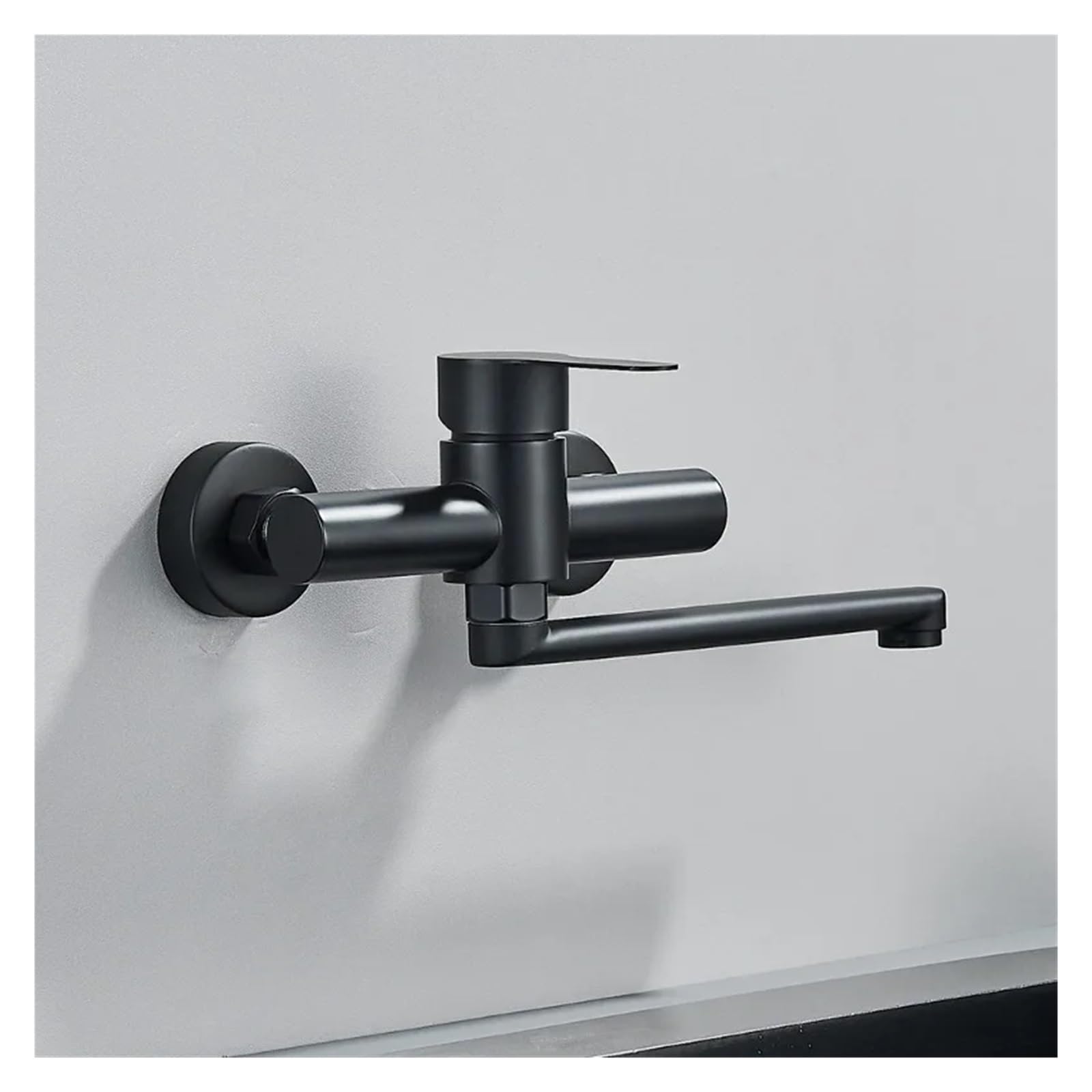 Grifos De Pared Grifo de baño mural de acero inoxidable con grifo for agua fría y caliente y manija extensible.(Silver)