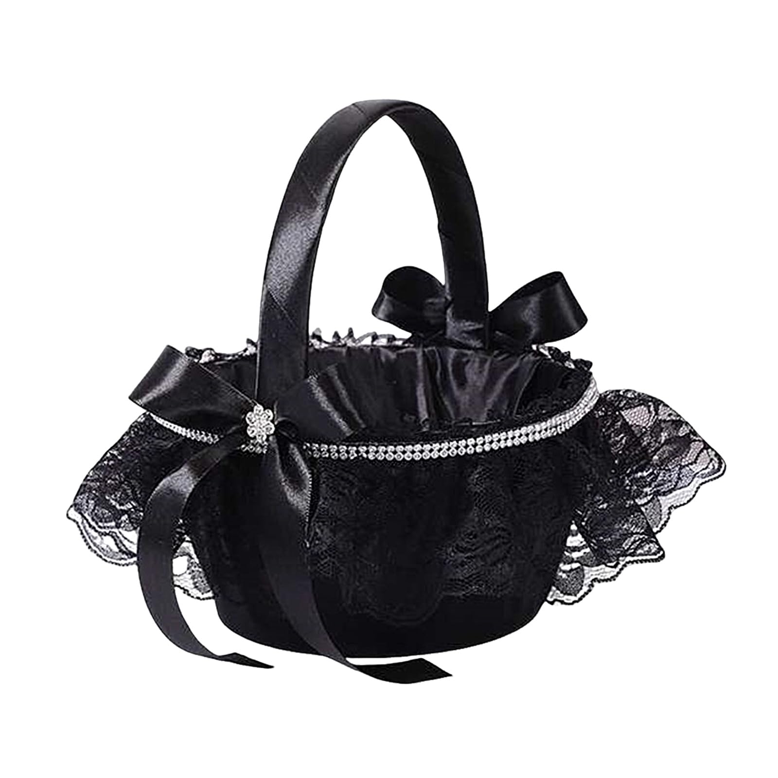 Whoasyst Simple Handheld Flower Basket With Skull Accents Candy Holder Basket For Halloween Party Decorations And Festival Floral Arrangement Blossomy Arrangement