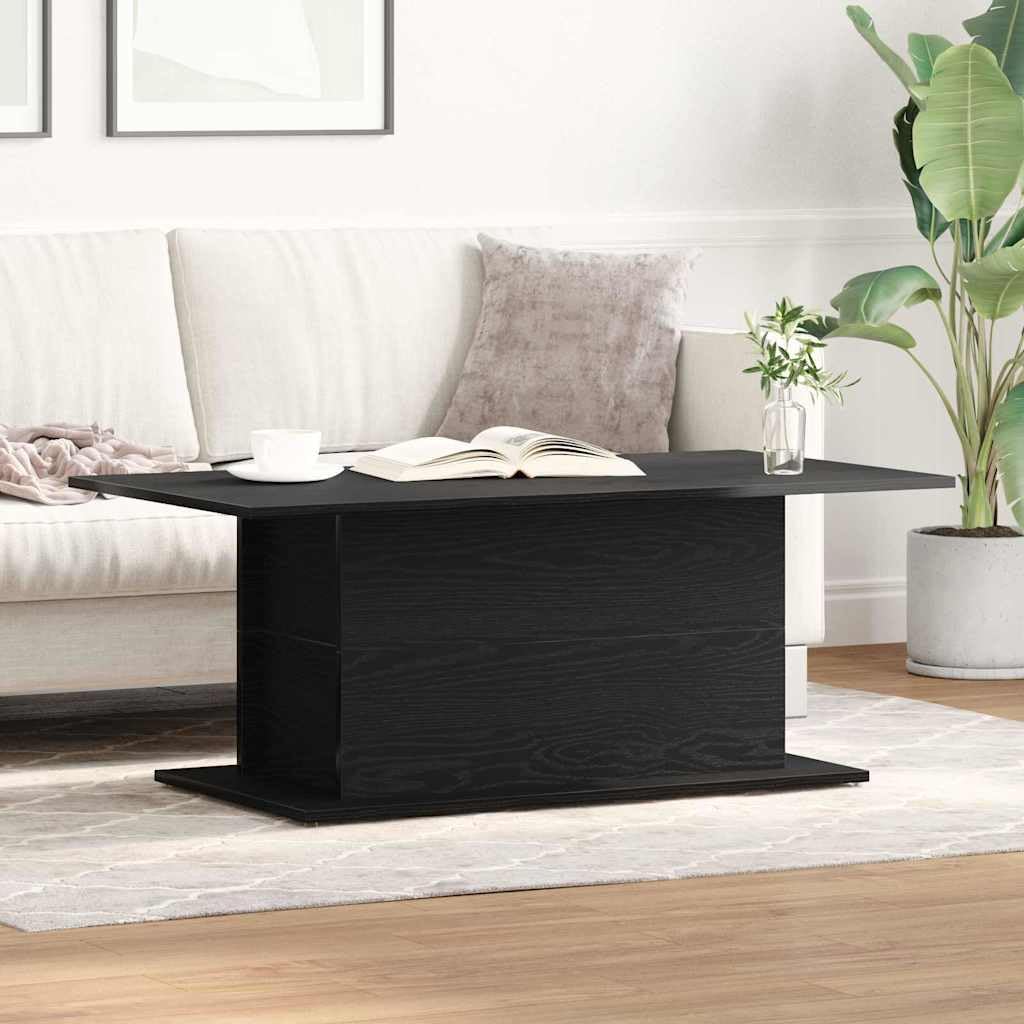 Mesa de centro con aspecto de roble negro, 102 x 55,5 x 40 cm, mesa de salón moderna de madera, mesa de sofá estable para el salón, mesa de café rectangular hasta 75 kg