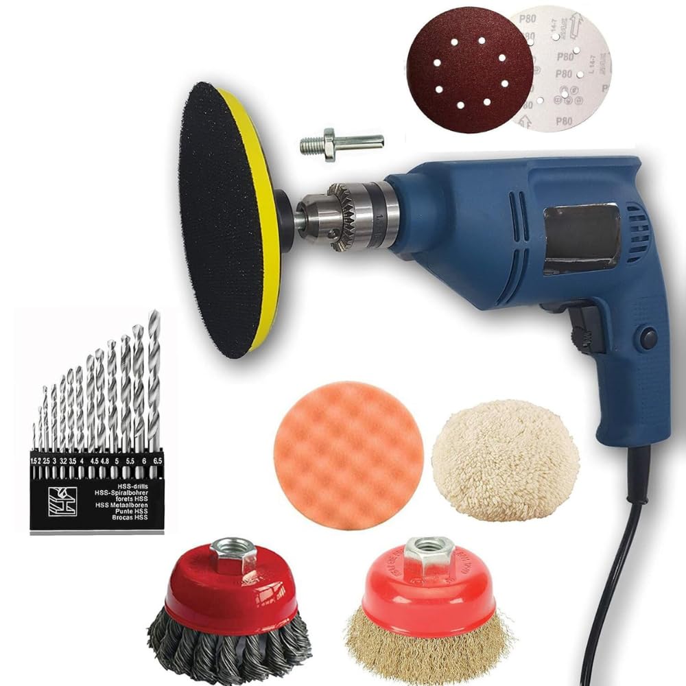 TOOLBUX 5-Inch Polisher, Drill, and Sander Machine with 10mm Chuck Capacity - Multi-Functional Vehicle Polisher Kit for Household & Professional Use-image-16