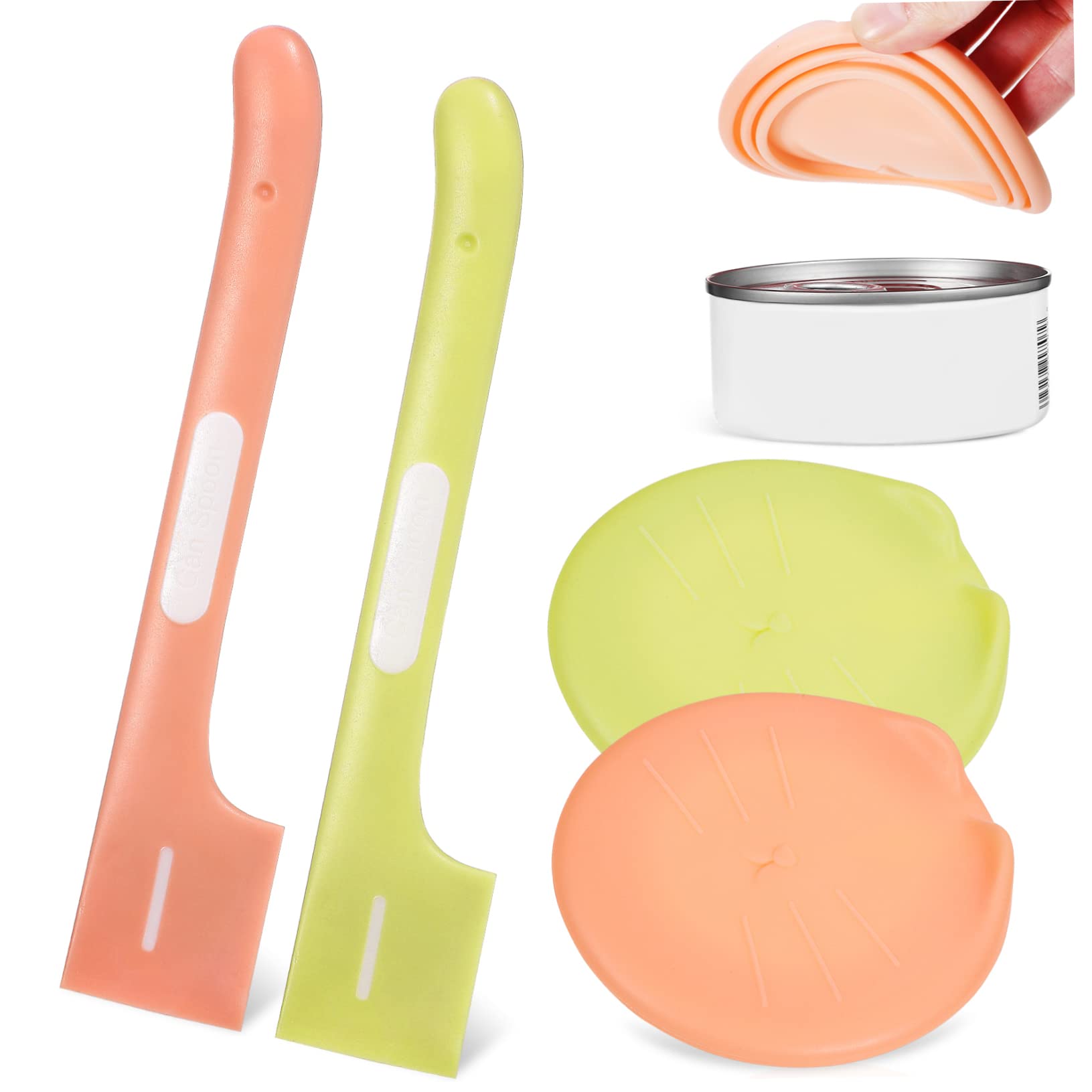 Abaodam 2Sets Pet Food Can Covers Spoon Kit Silicone Airtight Lids Pet Food Scoop Tpr Material Vibrant Colors for Cats Dogs Easy to Use Design