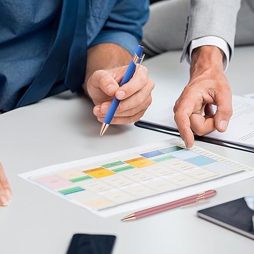 Miniatura 4 de 12 bolígrafos 2 en 1 con punta de lápiz capacitivo, 0.039 in, tinta negra, metal, para pantallas táctiles (oro rosa y azul claro)