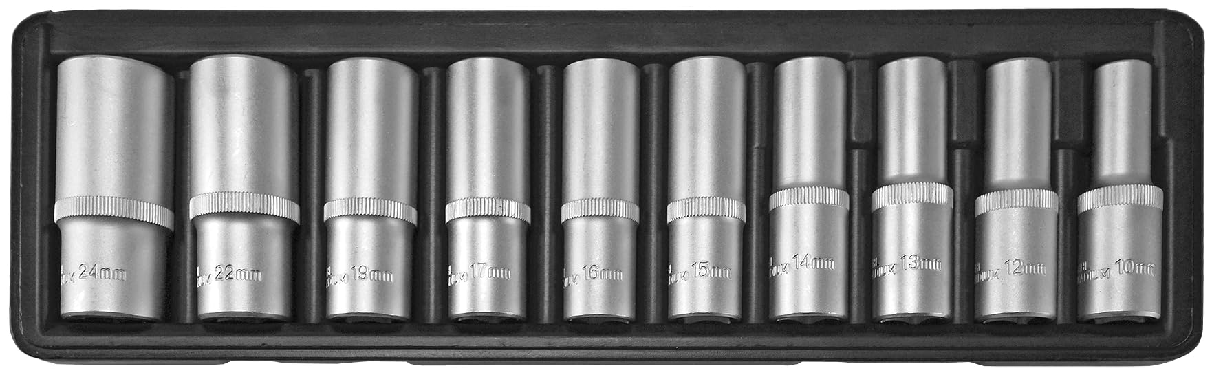SW-Stahl 05630L Set Chiavi a Bussola Profonde 1/2 Pollici, 10 Pezzi | Kit bussole lunghe in acciaio, inserti per chiavi a cricchetto, serie professionale per officina e riparazione auto