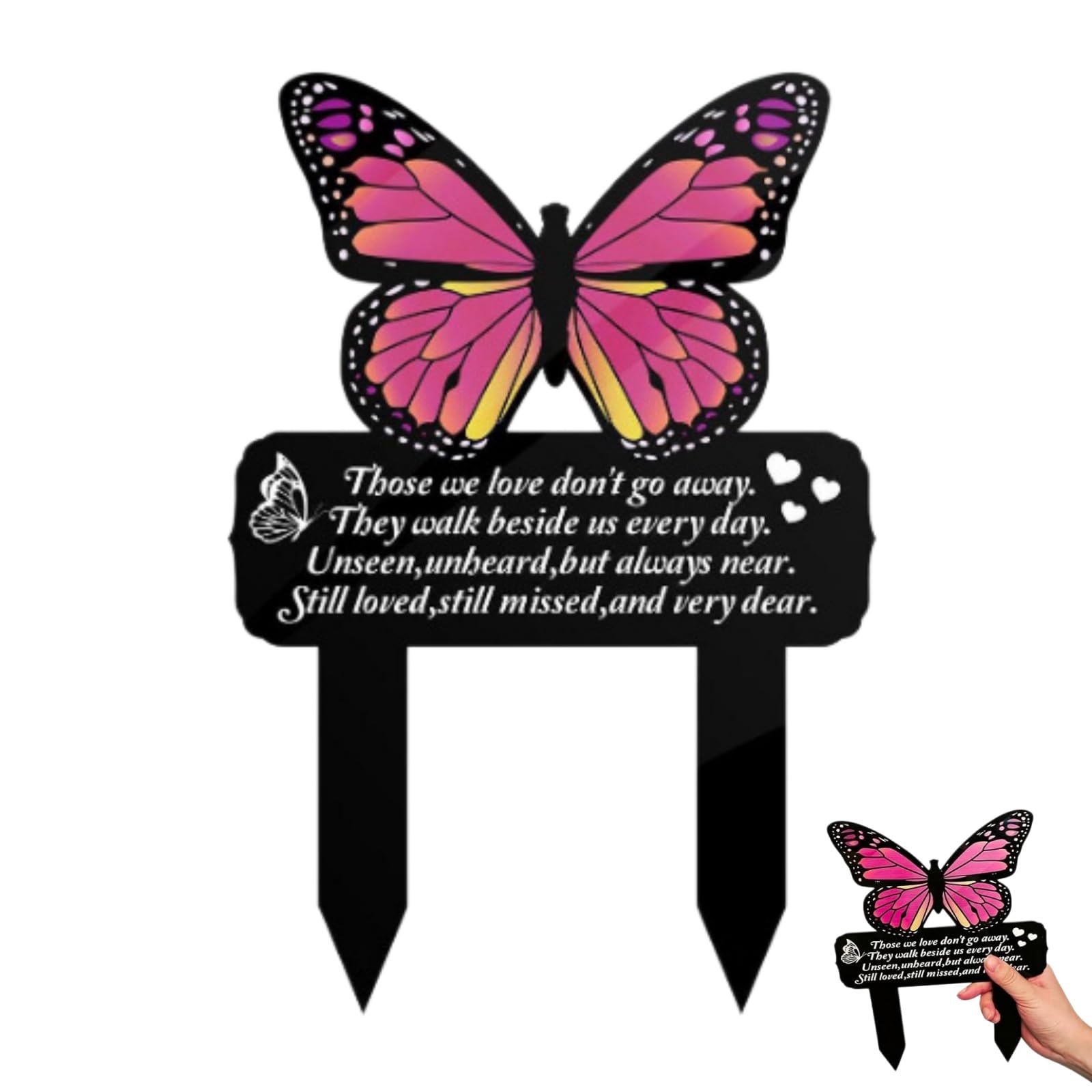 Duminyu Personalised Plaque:Butterfly Memorial Plaque Stake - Grave Ornaments & Memorial Garden Plaques for Graves,Sympathy Bereavement Gift for Dad or Mum,Waterproof Outdoor Cemetery Decoration