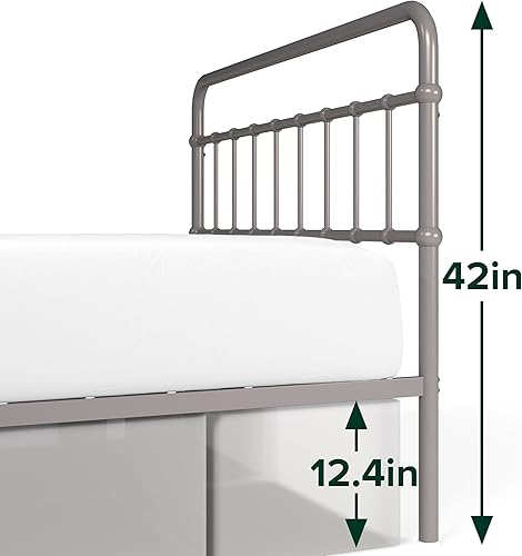 Miniatura 2 de ZINUS Florence - Base de cama con plataforma de metal, base de colchón, no necesita somier, fácil montaje, gris, tamaño individual