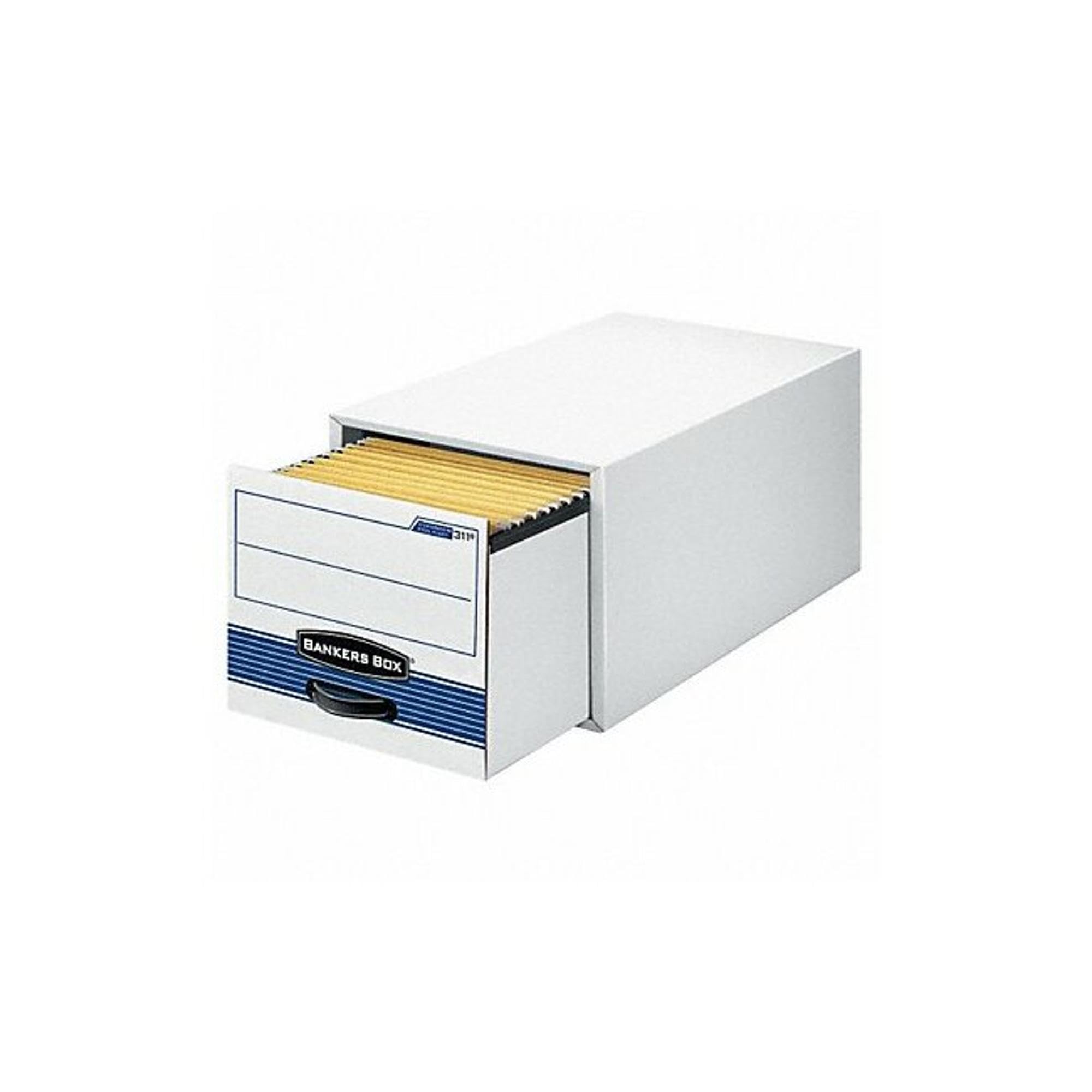 Bankers Box 00311 Stor/drawer Steel Plus Storage Box, Letter, White/blue, 6/carton