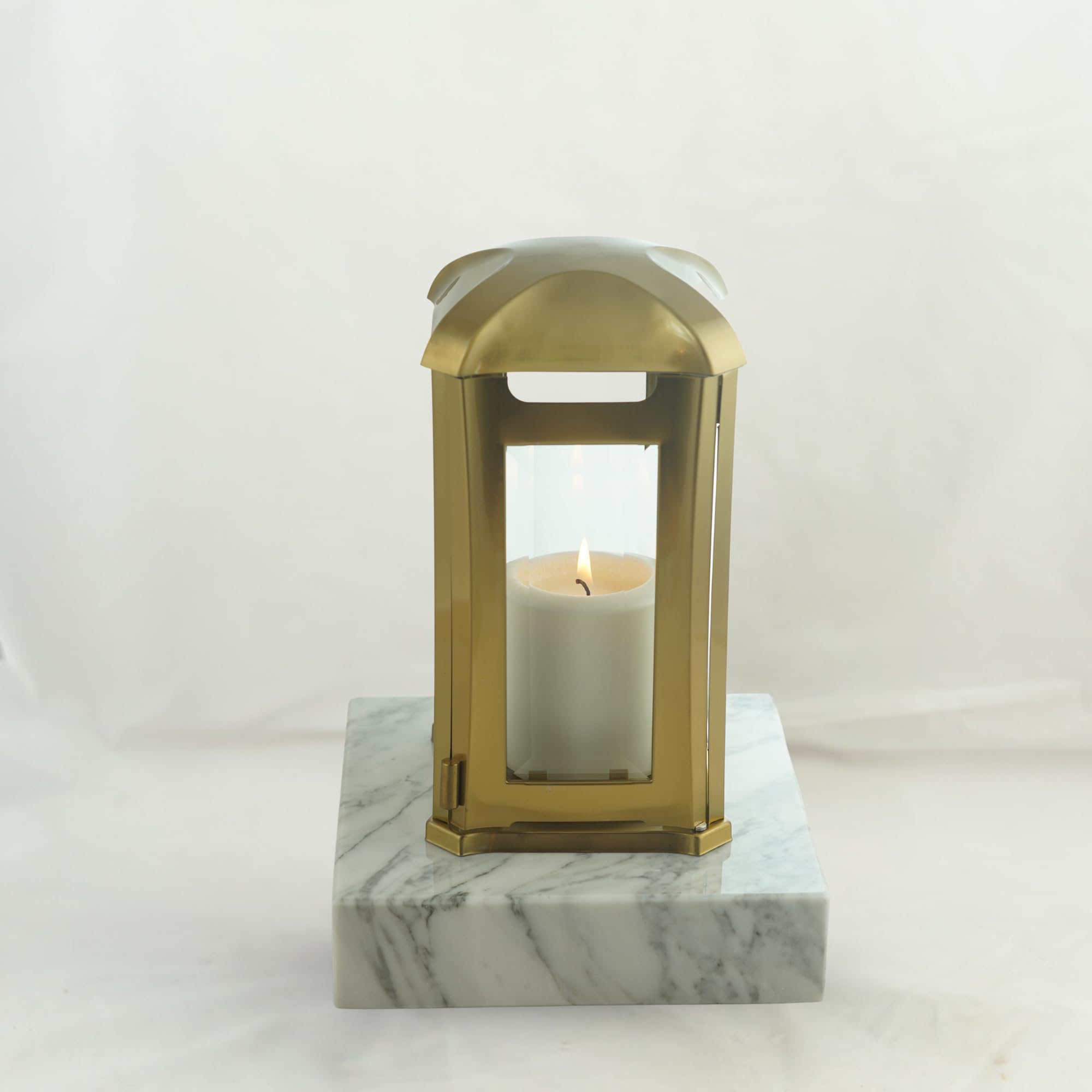 designgrab Grablampe Venezia aus Edelstahl-Gold-bronzefarben und Granitsockel Carrara Marmor