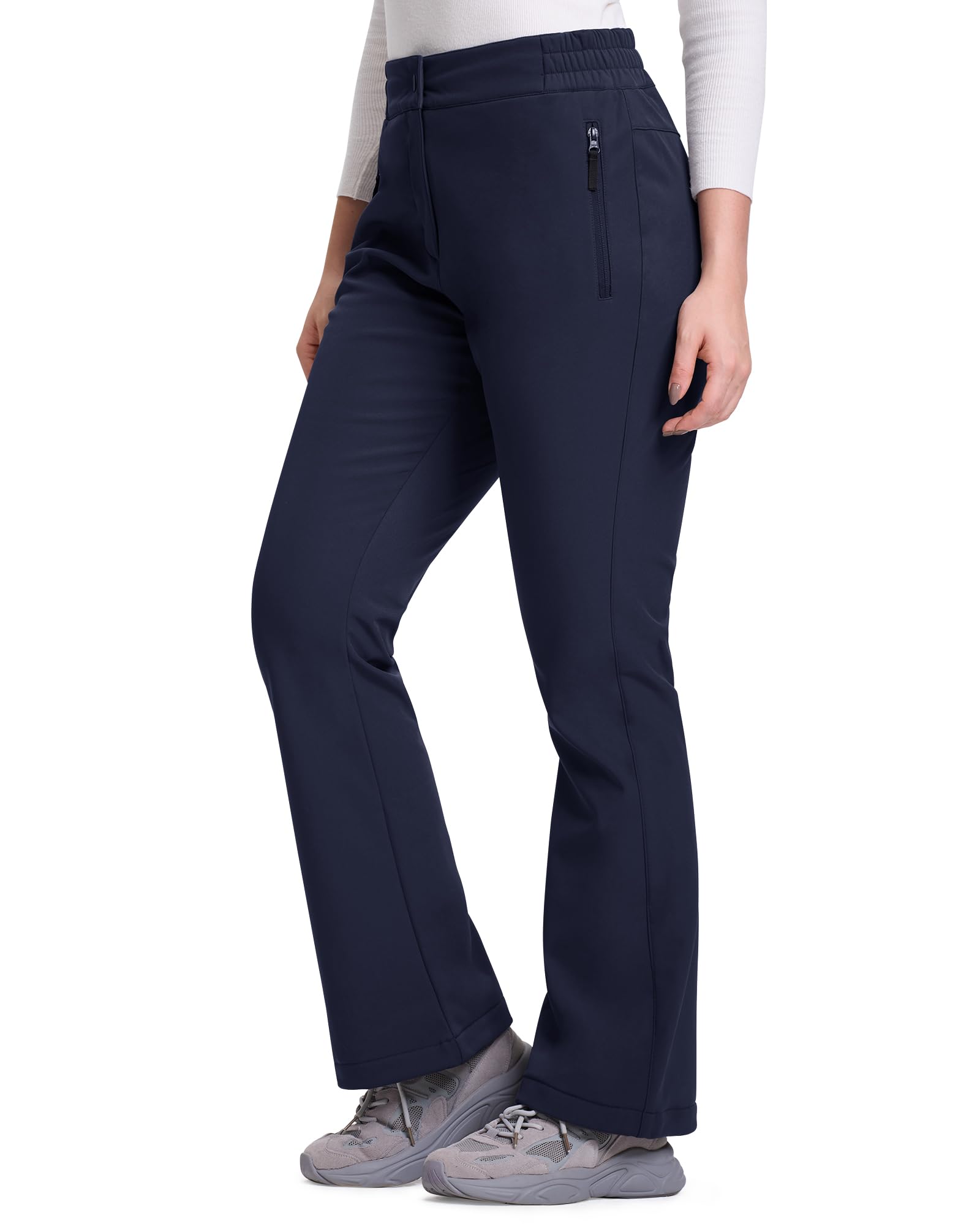 33,000ft Pantalon softshell pour femme - Imperméable - Coupe-vent - Doublure chaude - Pantalon de ski - Pantalon de trekking - Respirant - Pantalon thermique