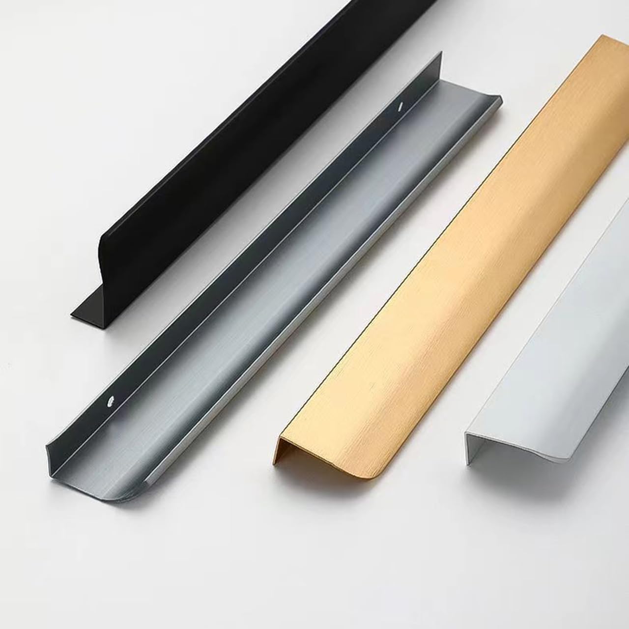 MRKU Tiradores para armarios y cajones, 2 Unidades, Color Negro, para armarios de Cocina, Acabado de Aluminio con Borde Biselado.