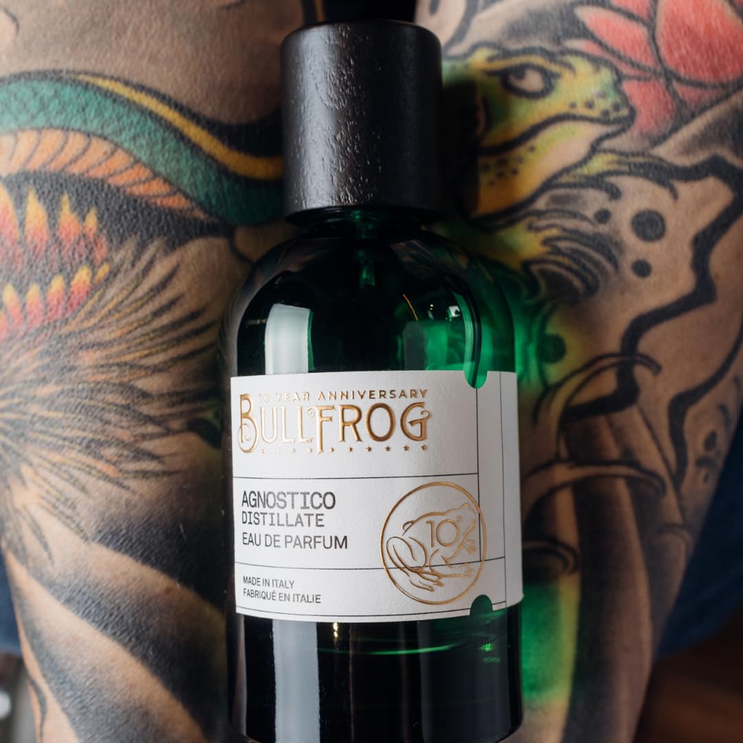 Bullfrog Eau De Parfum Agnostico Destilado 100 ml: Fragancia con Notas de Anís, Madera y Especias, Destacando Limón, Nuez Moscada y Pimienta Rosa - Fabricado en Italia