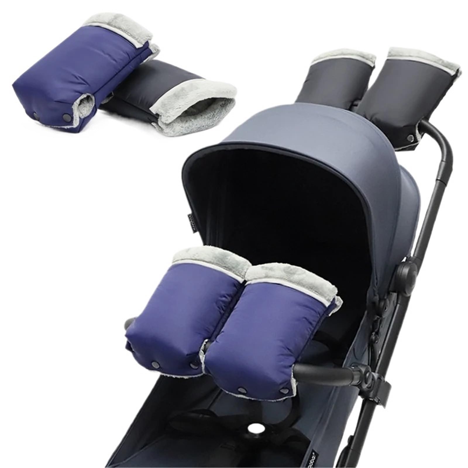 Guanti Passeggino Scaldamani for passeggino, guanti invernali spessi e caldi, resistenti all'acqua, accessori universali(Black)
