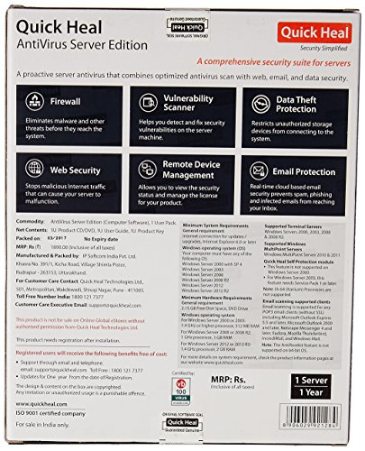 Image of Quick Heal Antivirus Server Edition- 1 Server, 1 Year (DVD)