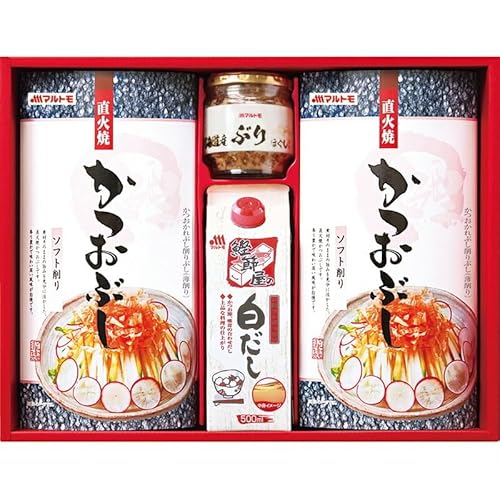 冬の贈り物お歳暮 バラエティギフト マルトモ 直火焼ソフトパック(2.5g×7袋)×2、白だし(500ml)・北海道産ぶりほぐし(50g)×各1