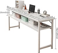 Vista 2 de Escritorio para computadora de oficina en casa, escritorio pequeño de estilo moderno y simple, mesa de trabajo compacta de PC con estantes