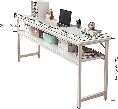 Miniatura 2 de Escritorio para computadora de oficina en casa, escritorio pequeño de estilo moderno y simple, mesa de trabajo compacta de PC con estantes,