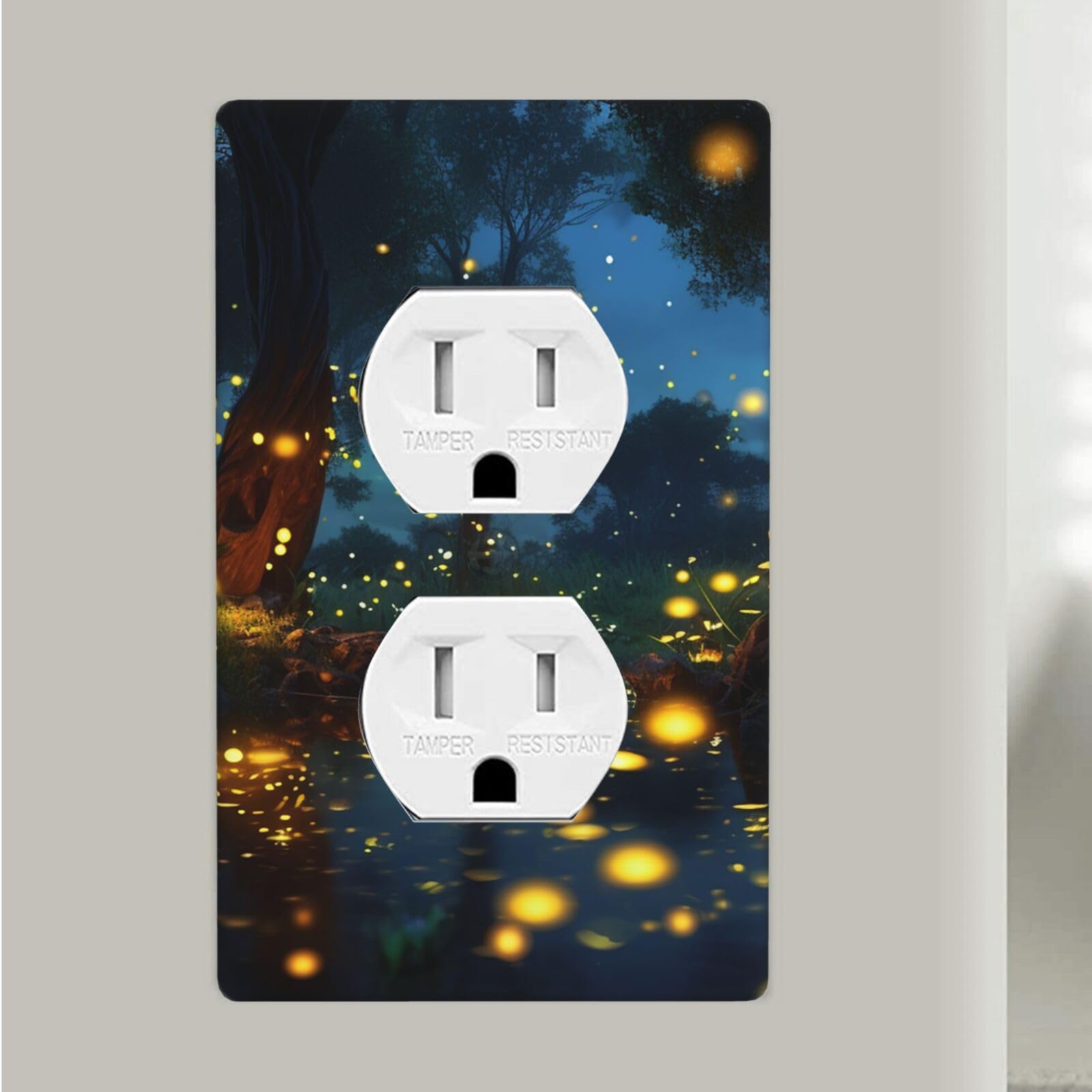 Fireflies Duplex Receptacle Outlet Covers, 1-Gang Standard Size Wall Plates Unbreakable Polycarbonate Electrical Switchplate Cover Faceplate For Bathroom Kitchen Decor