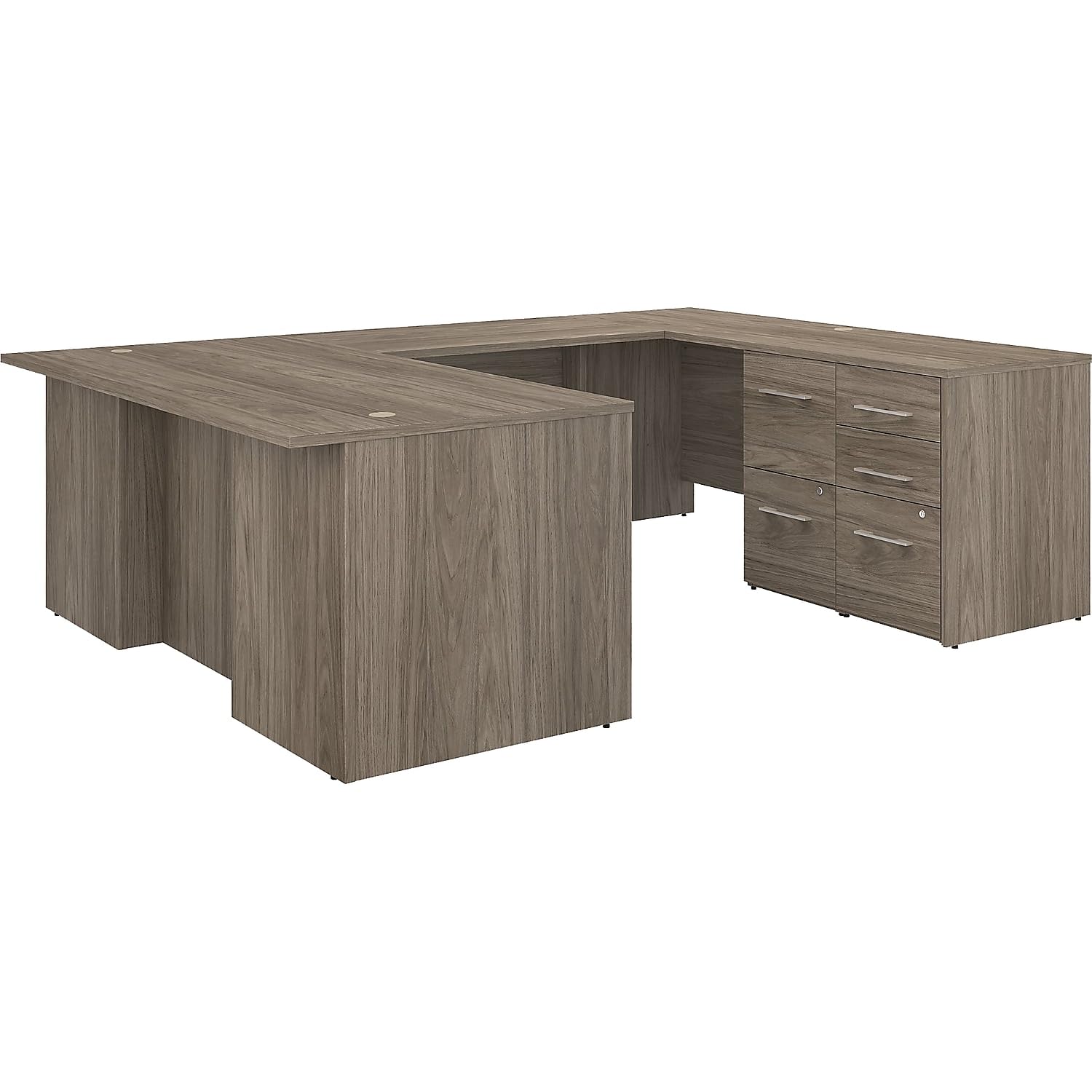 Bush Business Furniture Office 500 U Shaped Executive Desk with Drawers 72W Modern Hickory