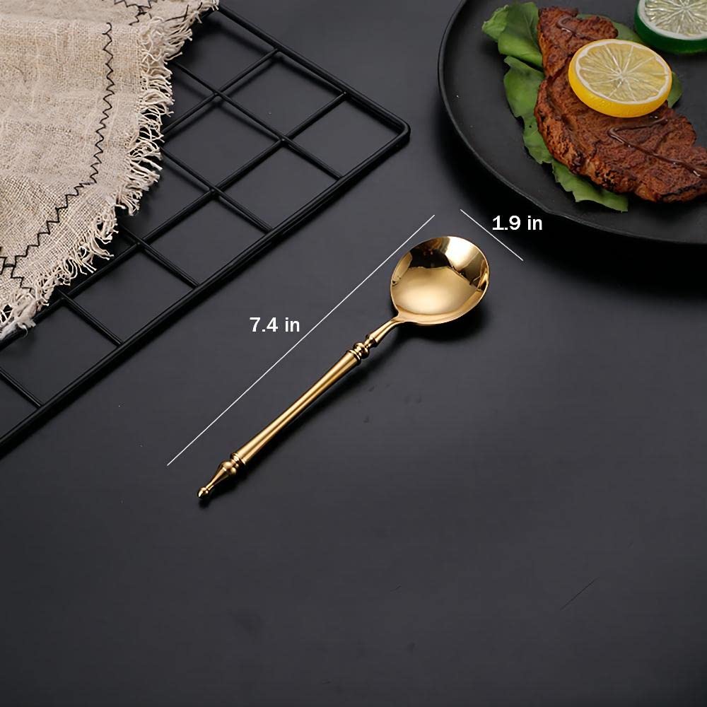 Set Posate Acciaio Inox 304 6 Pezzi - Oro, Forchetta, Coltello, Cucchiaio, Da Cucina E Tavola - Foto 6