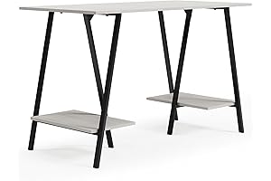 Ashley Bayflynn Modern Home Office Desk or Drafting Table with Sawhorse Legs
