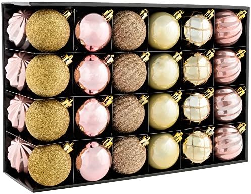 WeRChristmas Shatterproof Luxury Christmas Tree Baubles, 48-Piece - Red/White/Gold/Chocolate/Berry