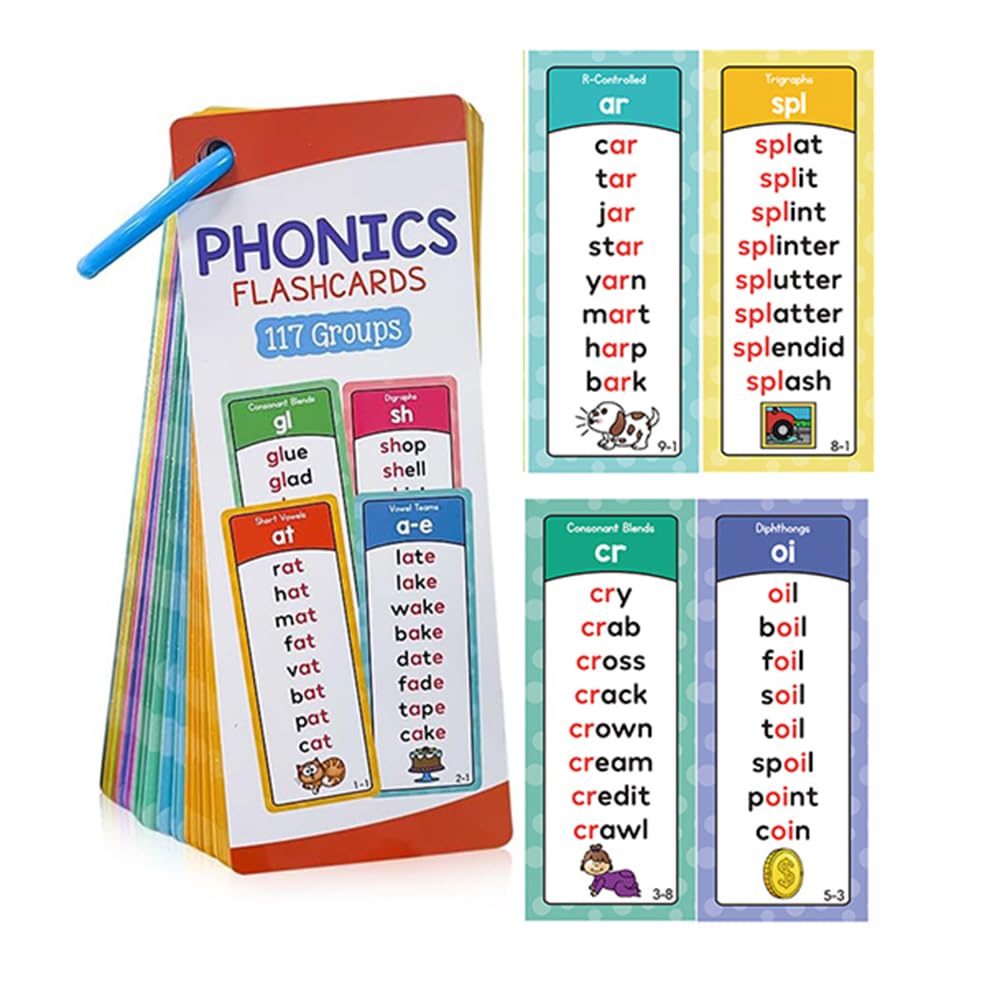 Amazon.com: Lachilly Phonics Word Lists Cards, 117 Groups Phonetic
