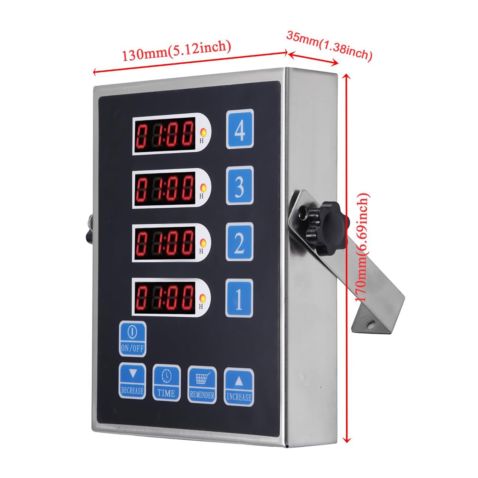 Timer di Cottura, Timer Commerciale a 4 canali, Timer da Cucina, Timer da Cucina for polli - Promemoria Orologio Timer Ristorante in Acciaio Inossidabile, Eventi Multipli con Allarme Rumoroso