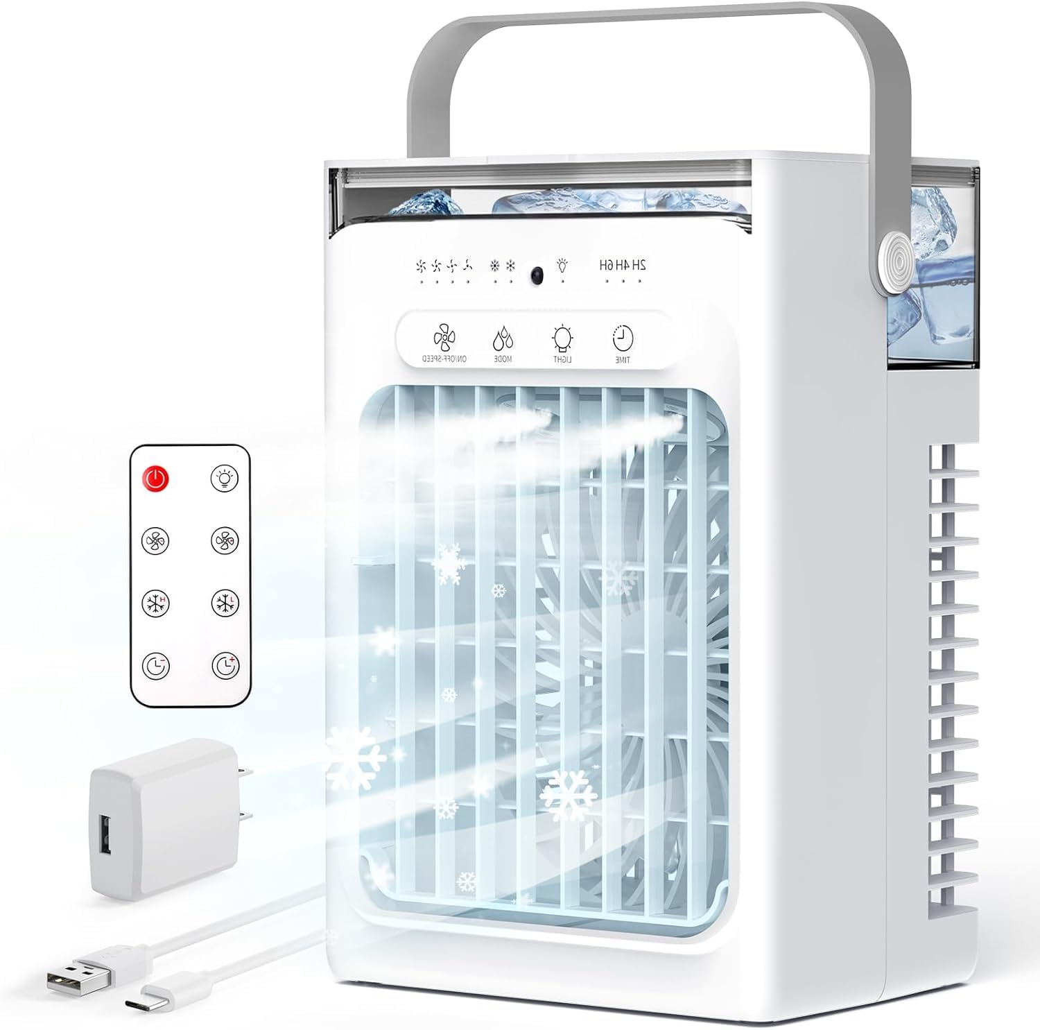 portable air conditioners, air conditioner, upgraded cooling fan with 1000ml water tank, 4 speeds & 2 mists modes, 2-6h timer, ultra-quiet ac unit for bedroom office home