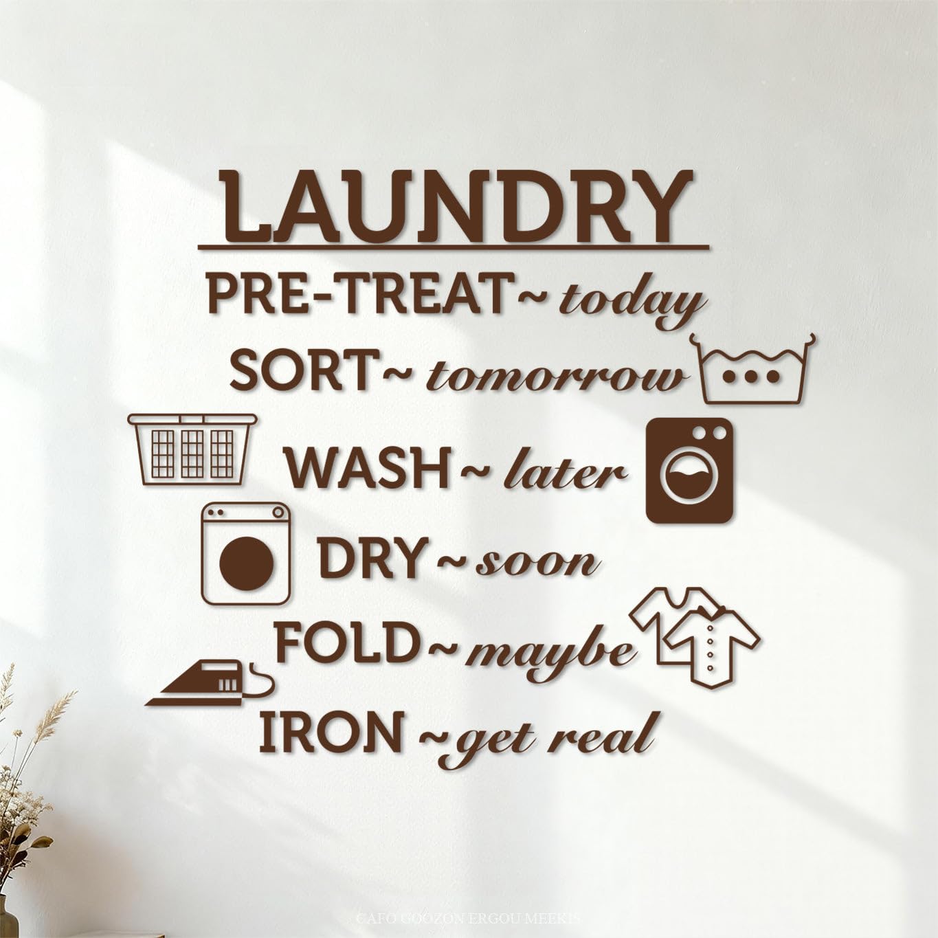 Wall Stickers Laundry Dry Cleaning Folding Ironing Laundry 35x40.1cm Tattoo Culture Coffee