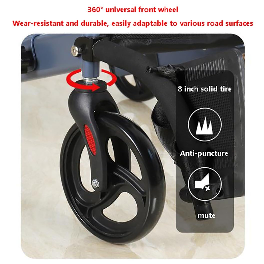 4 Ruedas Caminadores para Mayores,Andador para Exteriores de Aluminio,Andador plegable ligero,Rollator,altura ajustable,Andador para ancianos red