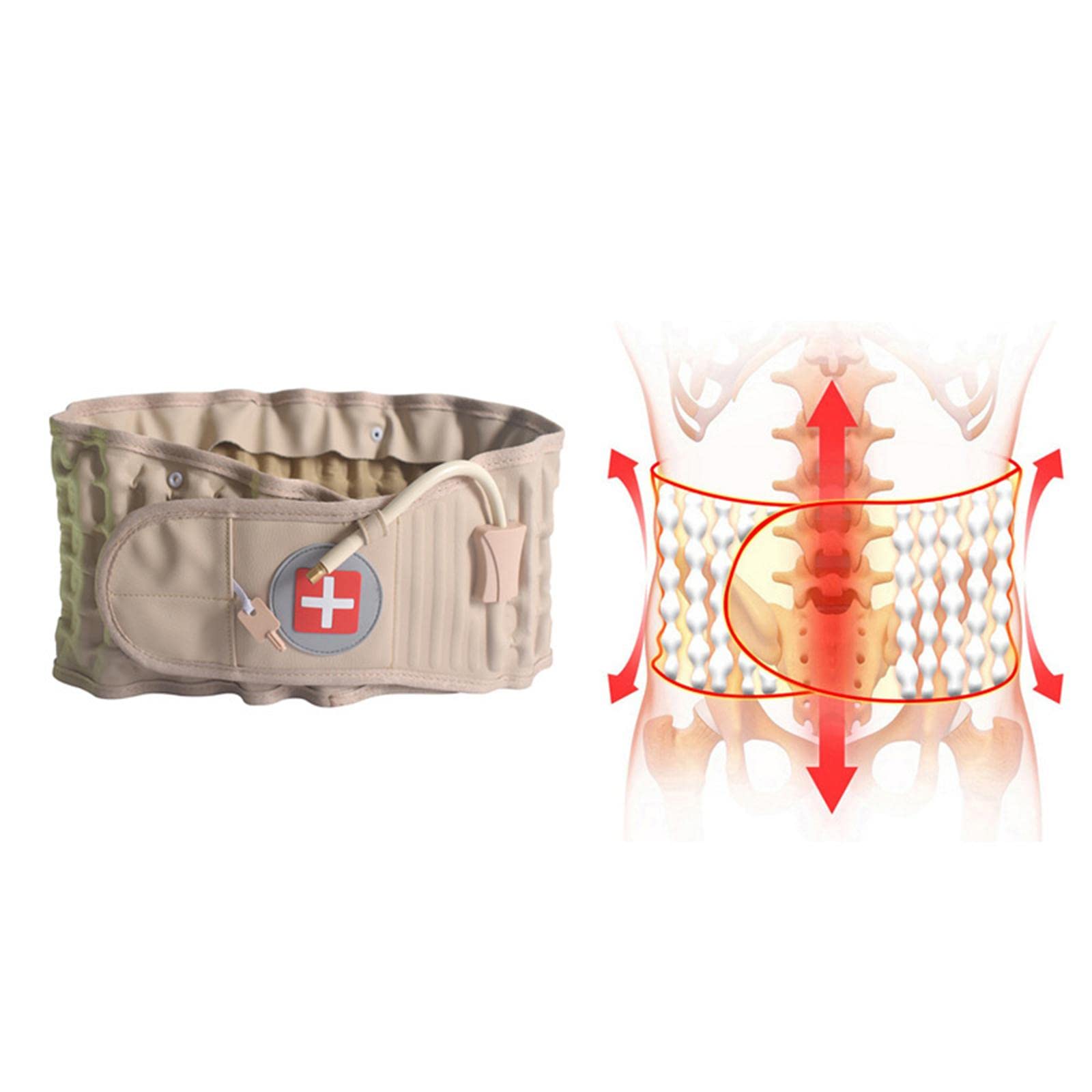 Aufblasbarer Rückenstützgürtel mit Verstellbaren Funktionen, Khaki Größe M