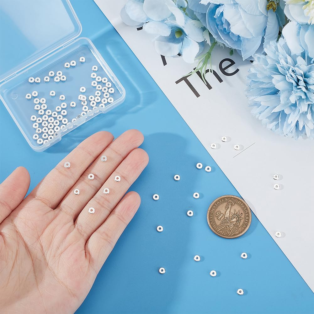 UNICRAFTALE 100Pcs 304 Stainless Steel Flat Round Spacer Beads Metal Silver Stopper Loose Bead Small Seamed for DIY Bracelet Necklace Jewelry Making 4mm Diameter,(STAS-UN0051-49-EU12) - Image 4