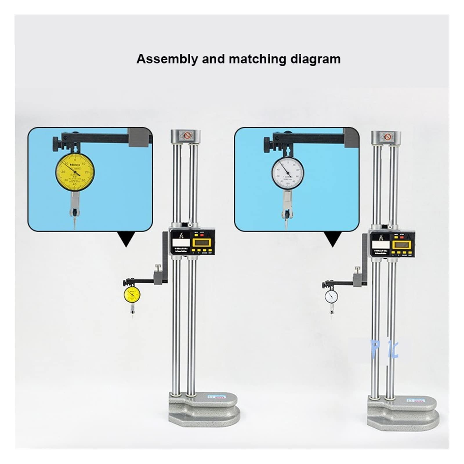 Comparatore Centesimale, Lunghezza 100mm Estensione Morsetto rotante Misuratore di altezza quadrante digitale Leva Indicatore di test del quadrante Connettore Braccio di supporto Supporto di supporto