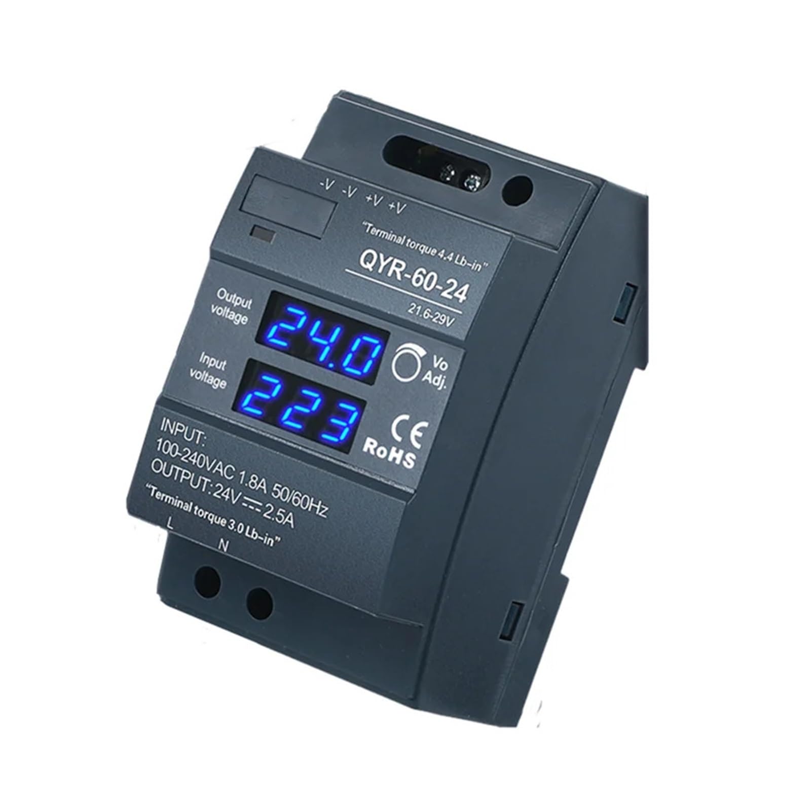 zasilacz impulsowy, Typ szyny Din 60w cyfrowy wyświetlacz zasilacz impulsowy 12V 24V DC 2,5A SMPS ultracienka taśma LED w kształcie stopnia(Wit,24V)