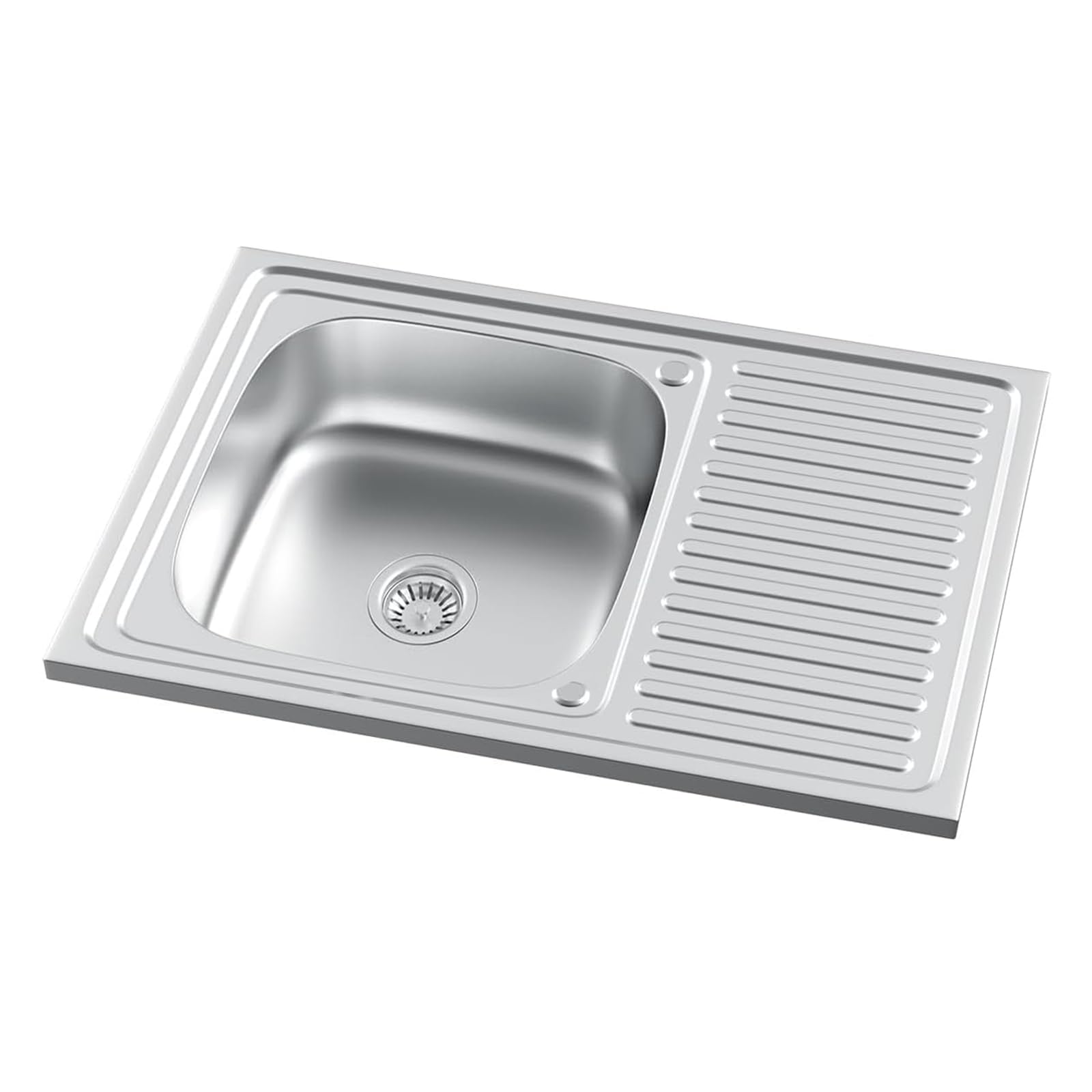 Lavello da incasso in acciaio inox, 80 x 50 cm, scolapiatti con scarico incluso