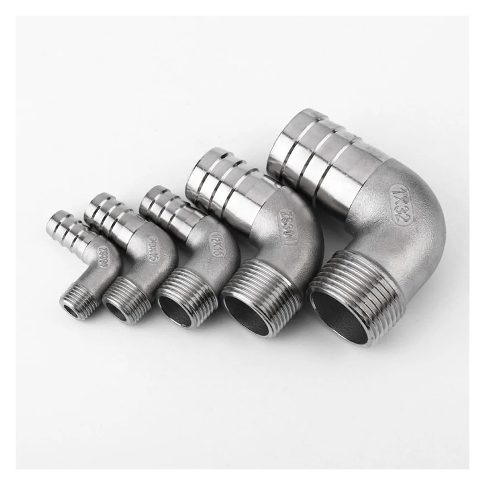 AARTERZZA 1PC Right Angle Pagoda Elbow 90 Degrees 1/2" BSPT Male x Hosetail Barb 14mm Connector 304 Stainless Steel